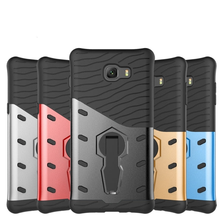 For Galaxy C9 Pro Shock-Resistant 360 Degree Spin Sniper Hybrid Case TPU + PC Combination Case with Holder