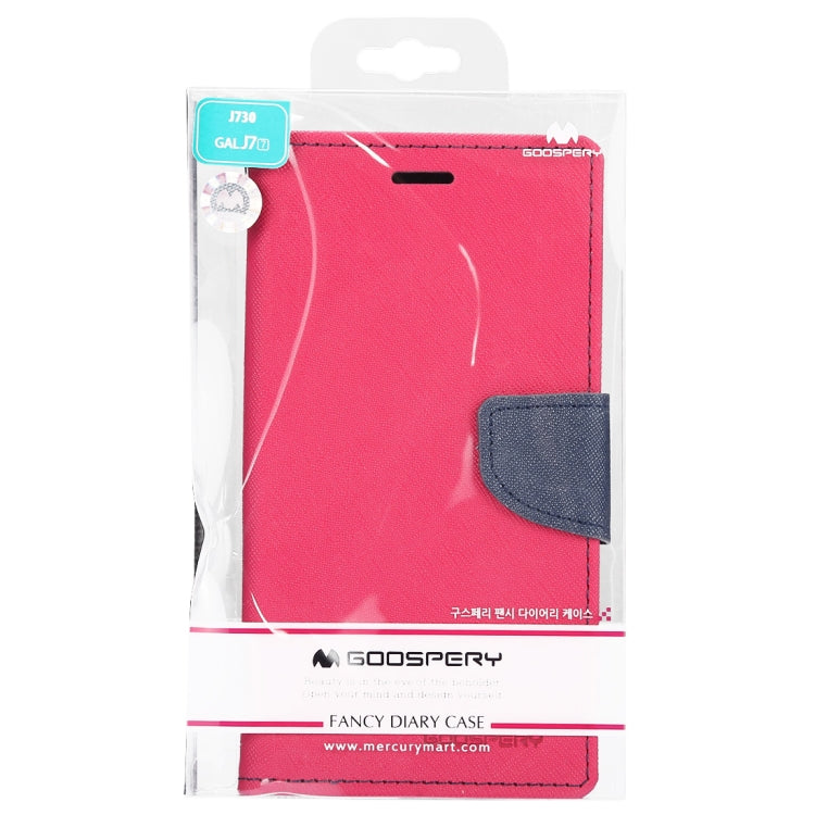 GOOSPERY FANCY DIARY Horizontal Flip PU Leather Case for Galaxy J7 (2017) (EU Version), with Card Slots & Holder