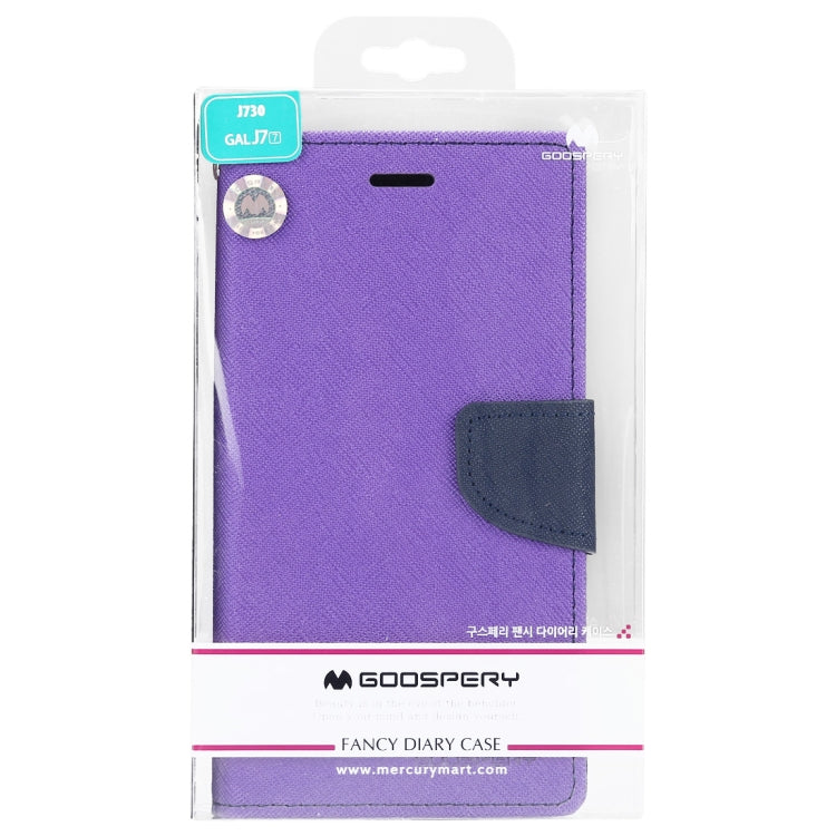 GOOSPERY FANCY DIARY Horizontal Flip PU Leather Case for Galaxy J7 (2017) (EU Version), with Card Slots & Holder