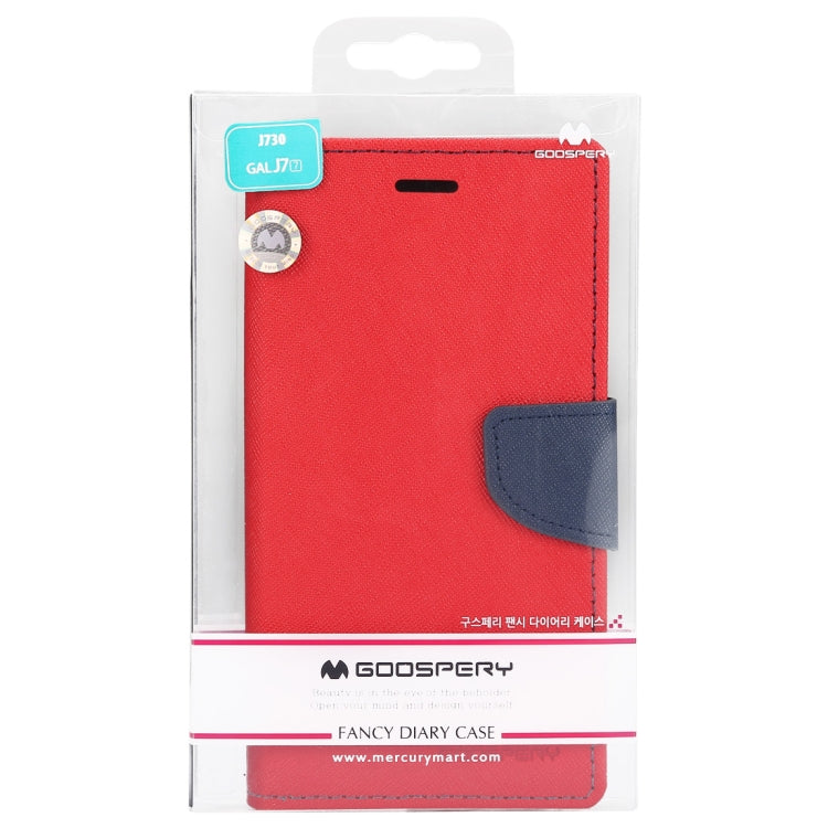GOOSPERY FANCY DIARY Horizontal Flip PU Leather Case for Galaxy J7 (2017) (EU Version), with Card Slots & Holder