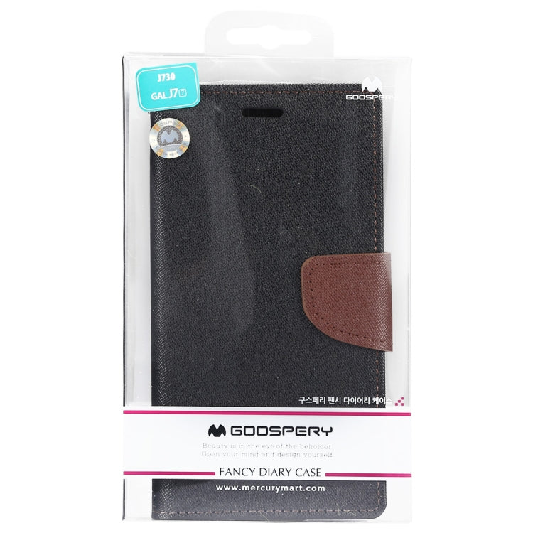GOOSPERY FANCY DIARY Horizontal Flip PU Leather Case for Galaxy J7 (2017) (EU Version), with Card Slots & Holder