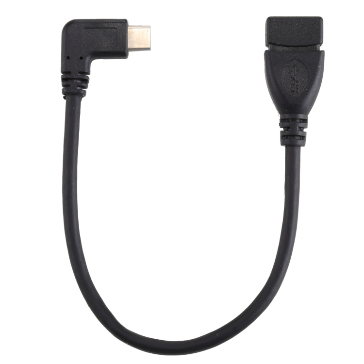 USB 3.0 Female to USB-C / Type-C Male Elbow Design Data / Charger Cable, Total Length: about 24cm, for Galaxy S8 & S8 + / LG G6 / Huawei P10 & P10 Plus / Oneplus 5 and other Smartphones