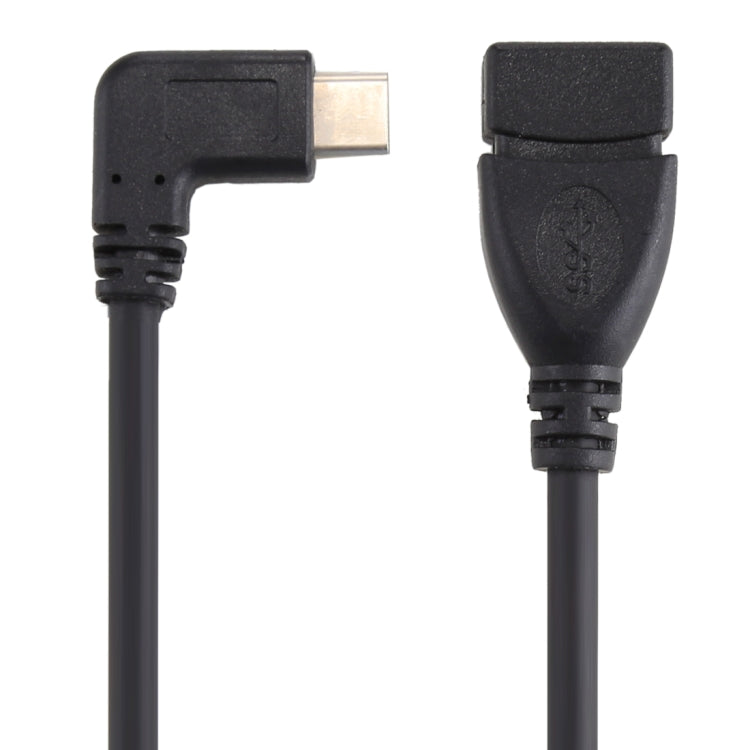 USB 3.0 Female to USB-C / Type-C Male Elbow Design Data / Charger Cable, Total Length: about 24cm, for Galaxy S8 & S8 + / LG G6 / Huawei P10 & P10 Plus / Oneplus 5 and other Smartphones