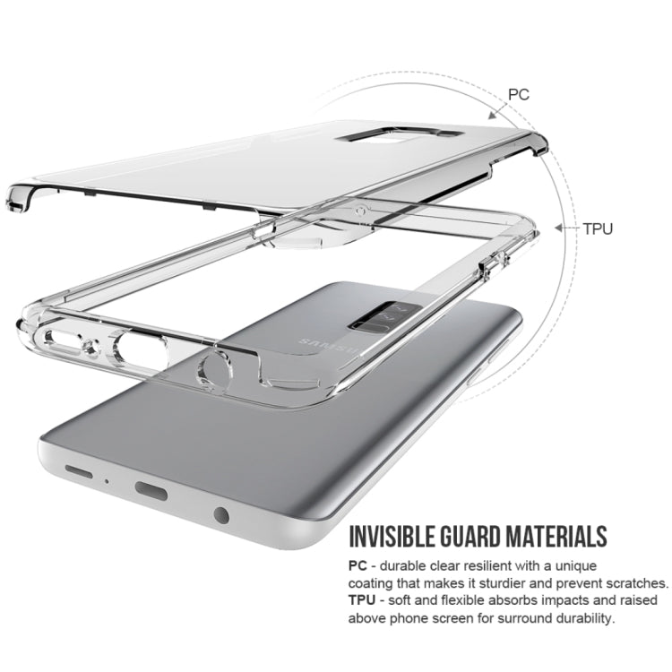 For Galaxy S9+ TPU + PC Protective Back Cover Case with Plated Buttons (Transparent)