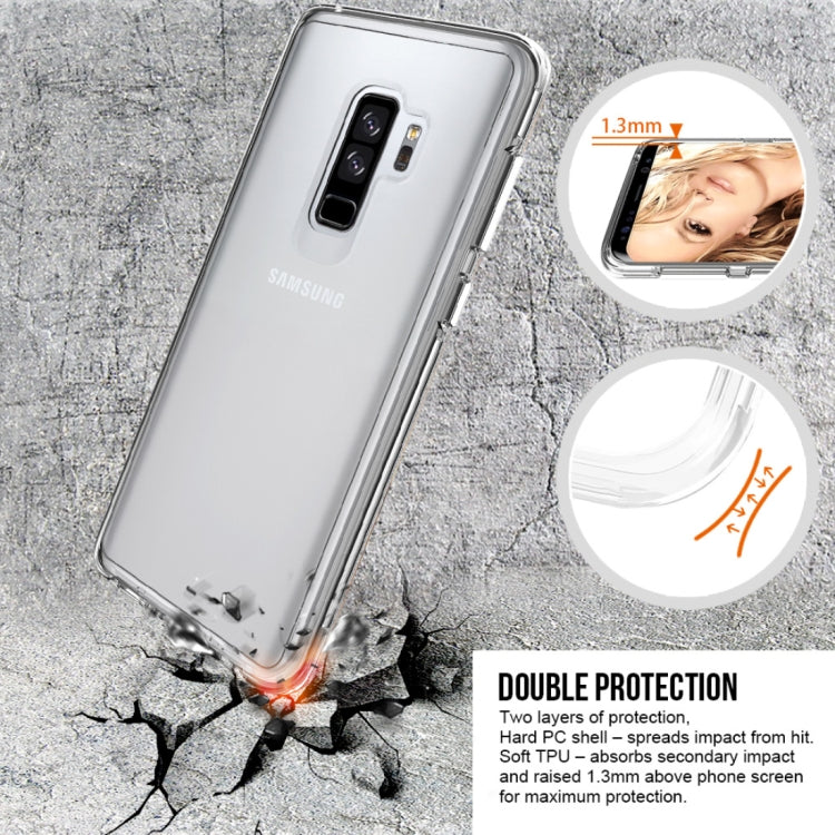 For Galaxy S9+ TPU + PC Protective Back Cover Case with Plated Buttons (Transparent)