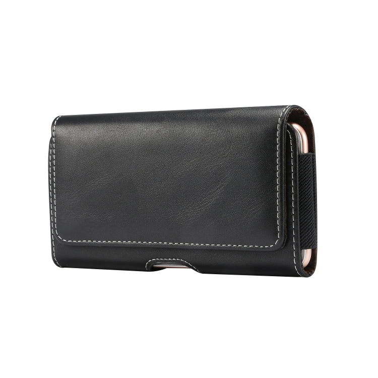 Men Lambskin Texture Multi-functional Universal Mobile Phone Waist Pack Leather Case for 6.3 Inch or Below Smartphones(Black)
