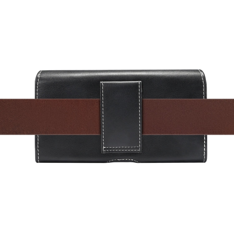 Men Lambskin Texture Multi-functional Universal Mobile Phone Waist Pack Leather Case for 6.3 Inch or Below Smartphones(Black)