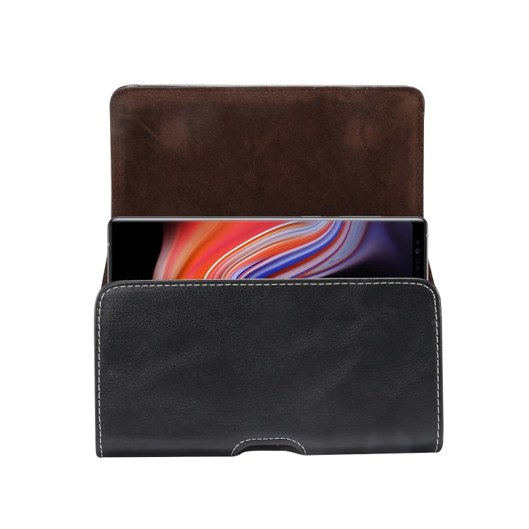 Men Lambskin Texture Multi-functional Universal Mobile Phone Waist Pack Leather Case for 6.3 Inch or Below Smartphones(Black)
