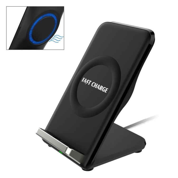 F18 Output 5V 1.2A Qi Standard Wireless Charger, PC+ABS Materials Two Coils Vertical Fast Wireless Charger with Fan, For iPhone, Galaxy, Huawei, Xiaomi, LG, HTC and Other Smart Phones