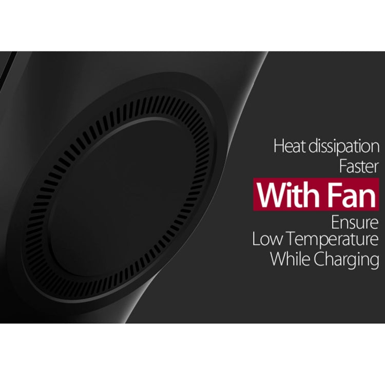 F18 Output 5V 1.2A Qi Standard Wireless Charger, PC+ABS Materials Two Coils Vertical Fast Wireless Charger with Fan, For iPhone, Galaxy, Huawei, Xiaomi, LG, HTC and Other Smart Phones