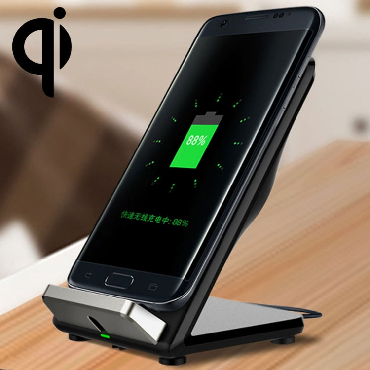 F18 Output 5V 1.2A Qi Standard Wireless Charger, PC+ABS Materials Two Coils Vertical Fast Wireless Charger, For iPhone, Galaxy, Huawei, Xiaomi, LG, HTC and Other Smart Phones