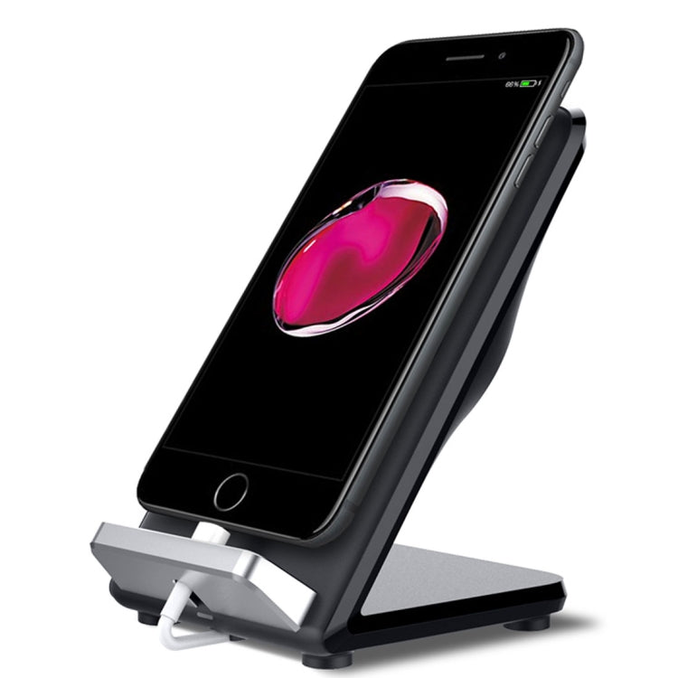 F18 Output 5V 1.2A Qi Standard Wireless Charger, PC+ABS Materials Two Coils Vertical Fast Wireless Charger, For iPhone, Galaxy, Huawei, Xiaomi, LG, HTC and Other Smart Phones