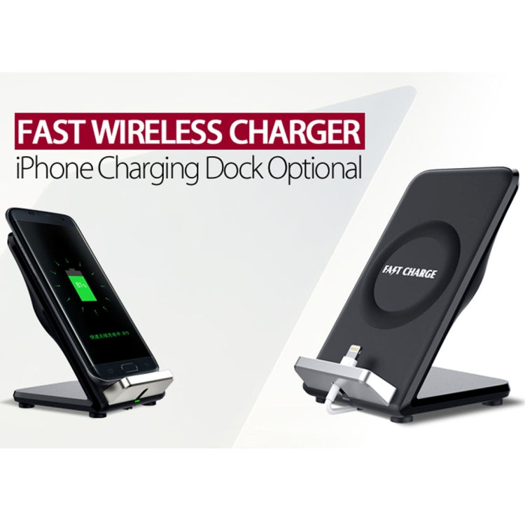 F18 Output 5V 1.2A Qi Standard Wireless Charger, PC+ABS Materials Two Coils Vertical Fast Wireless Charger, For iPhone, Galaxy, Huawei, Xiaomi, LG, HTC and Other Smart Phones