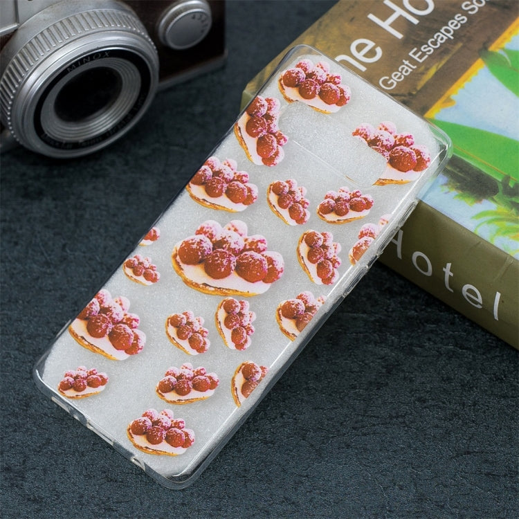 Strawberry Pie Pattern Transparent TPU Protective Case for Galaxy S10 Plus