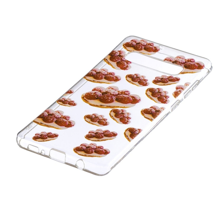 Strawberry Pie Pattern Transparent TPU Protective Case for Galaxy S10 Plus