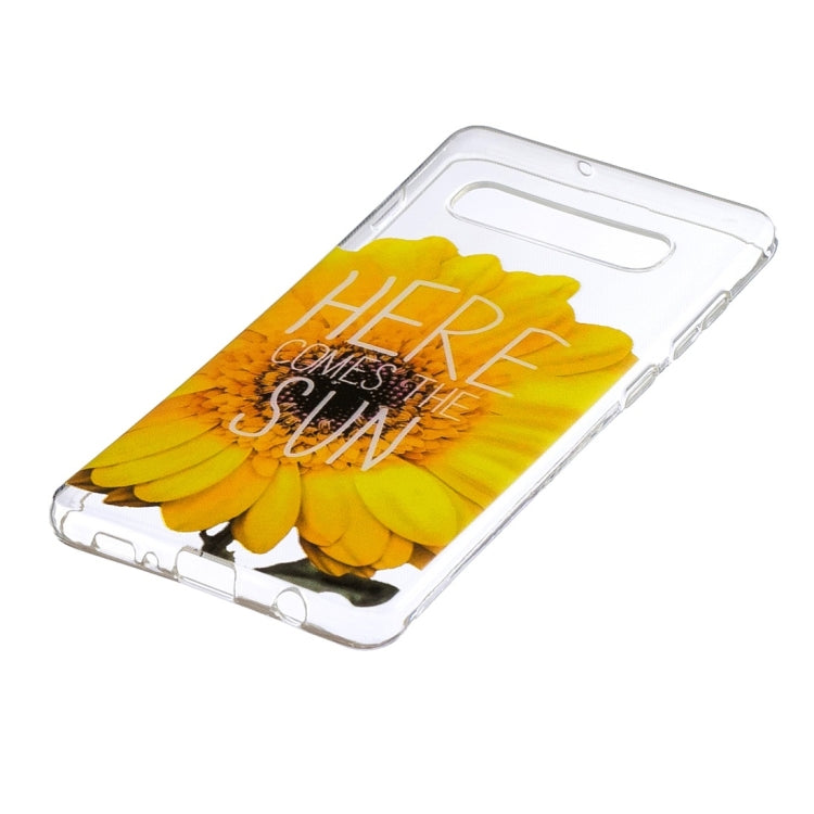 Sunflower Pattern Transparent TPU Protective Case for Galaxy S10 Plus