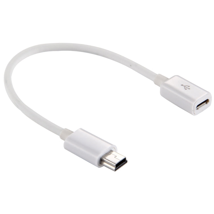 15cm Micro USB Female to 5 Pin Mini USB Male Adapter Cable for Camera, MP3, MP4(White)
