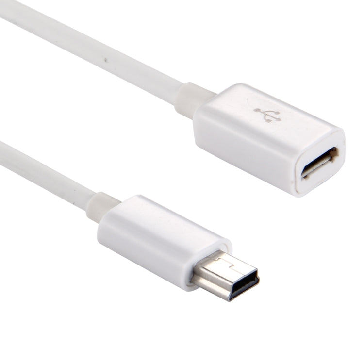 15cm Micro USB Female to 5 Pin Mini USB Male Adapter Cable for Camera, MP3, MP4(White)