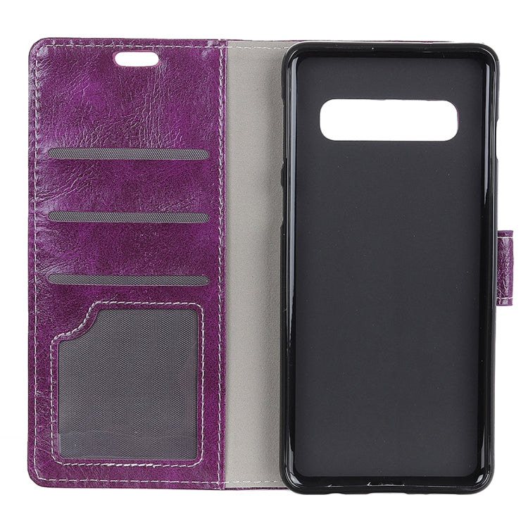 Retro Crazy Horse Texture Horizontal Flip Leather Case for Samsung Galaxy S10 Plus, with Holder & Card Slots & Photo Frame