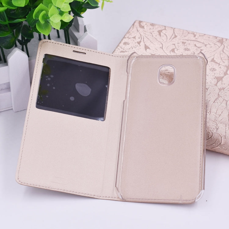 For Galaxy J3 (2017) (EU Version) PU+PC Horizontal Flip Leather Case with Call Display ID