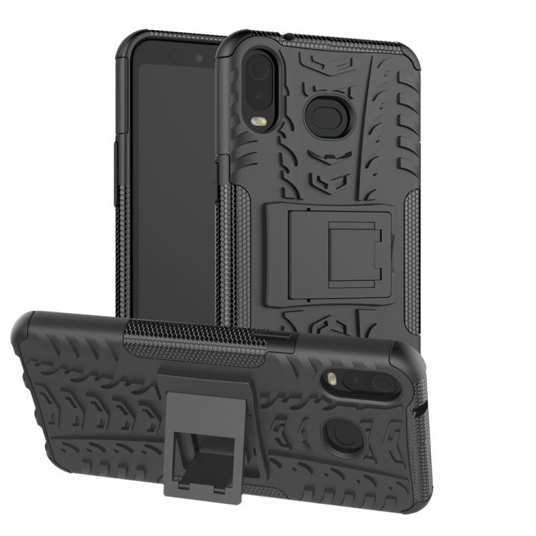 Tire Texture TPU+PC Shockproof Case for Galaxy A6s, with Holder