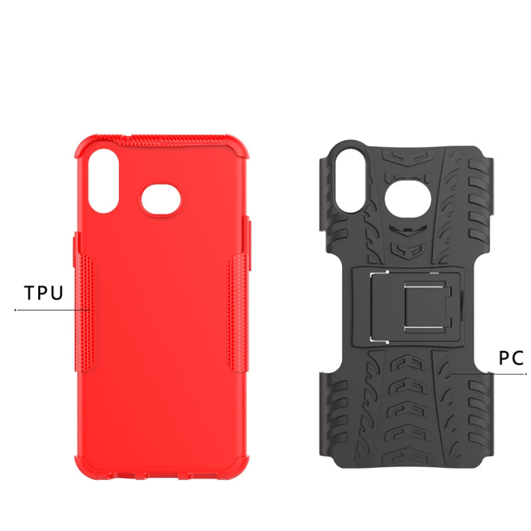 Tire Texture TPU+PC Shockproof Case for Galaxy A6s, with Holder