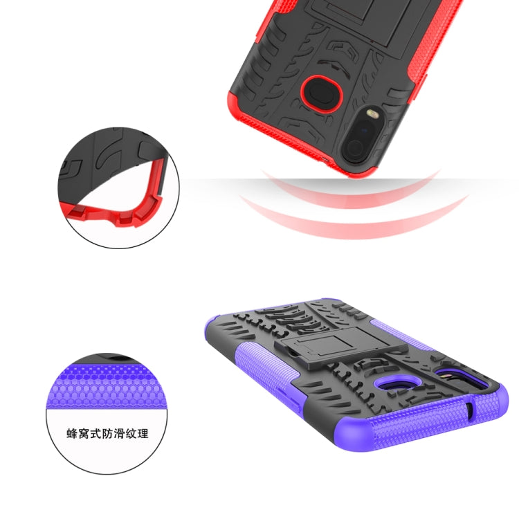 Tire Texture TPU+PC Shockproof Case for Galaxy A6s, with Holder