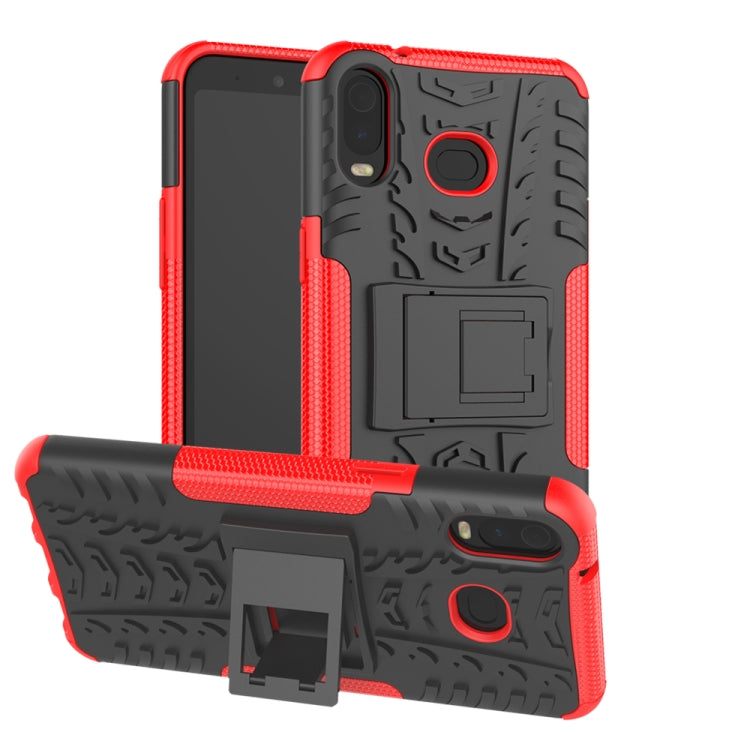 Tire Texture TPU+PC Shockproof Case for Galaxy A6s, with Holder