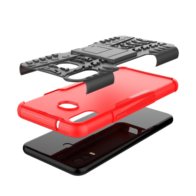 Tire Texture TPU+PC Shockproof Case for Galaxy A6s, with Holder