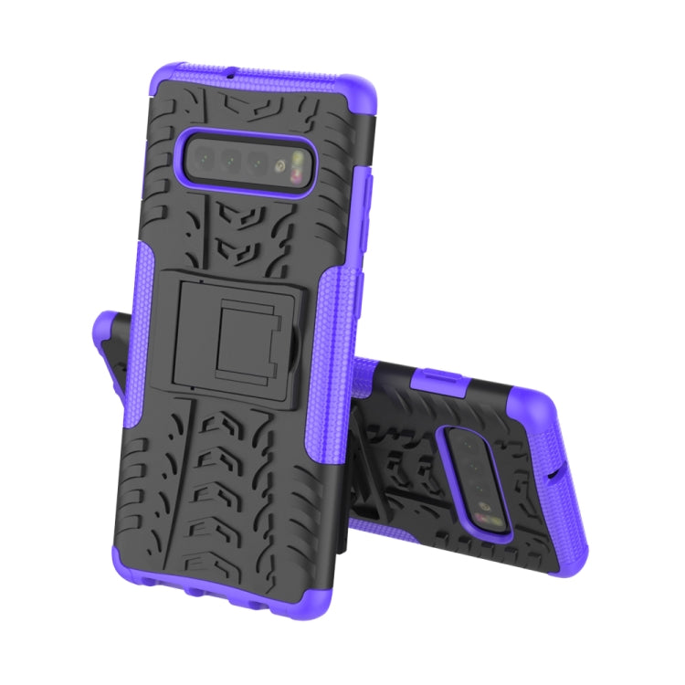 Tire Texture TPU+PC Shockproof Case for Galaxy S10+, with Holder