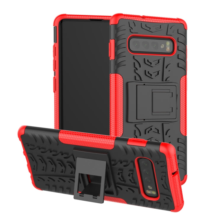 Tire Texture TPU+PC Shockproof Case for Galaxy S10+, with Holder