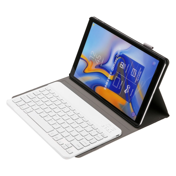 ST590S Bluetooth 3.0 Fine Wool Texture PU Leather ABS Detachable Seven-color Backlight Bluetooth Keyboard Leather Tablet Case for Samsung Galaxy Tab A 10.5 inch T590 / T595, with Pen Slot & Holder