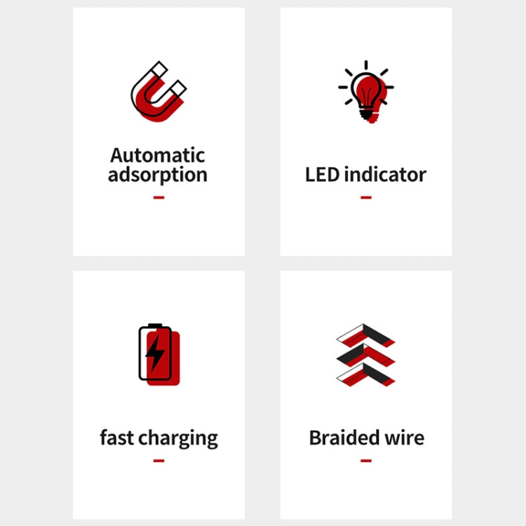 TOTUDESIGN BMA-027 Thunder Series Micro USB Automatic Adsorption Magnectic Charging Cable, Length: 1.2m (Red)