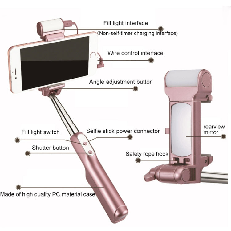 CYKE A6 Universal Filling Light Beauty Multifunction Wired Control Selfie Stick
