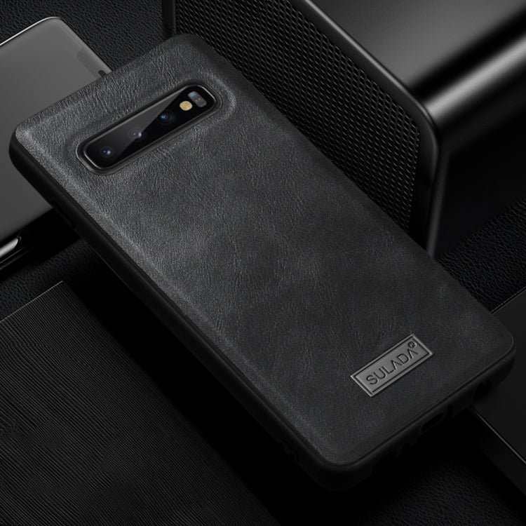 SULADA Shockproof TPU + Handmade Leather Case for Galaxy S10