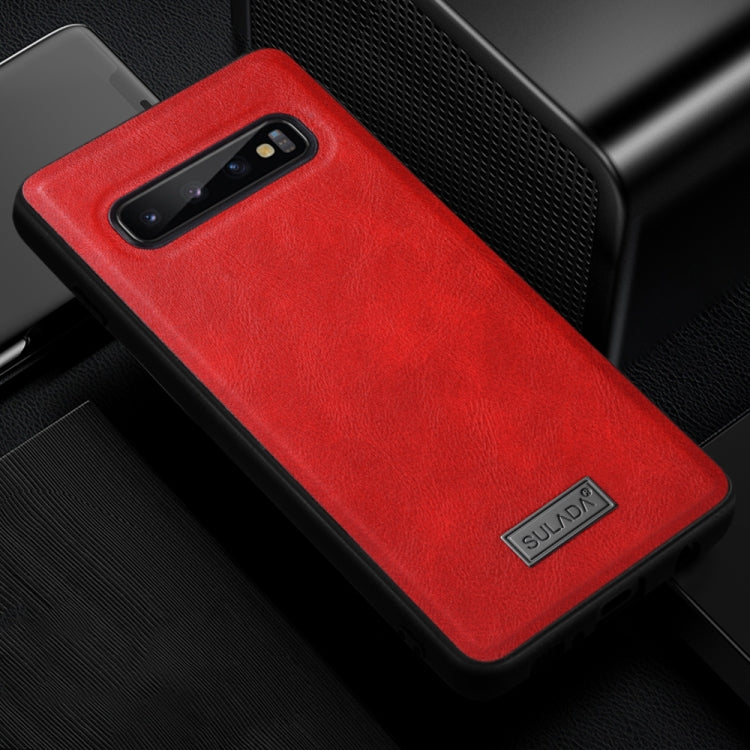 SULADA Shockproof TPU + Handmade Leather Case for Galaxy S10