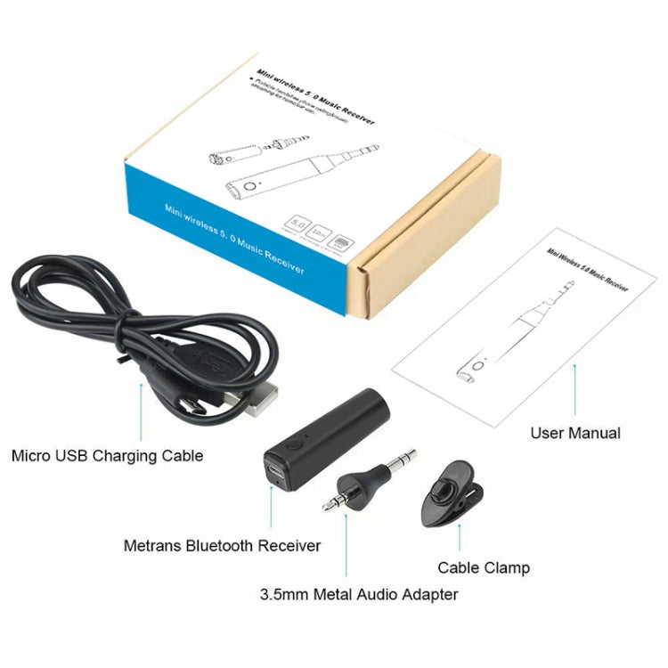 BT4849 Handsfree Mini Stereo Wireless Bluetooth 5.0 Audio Receiver Adapter Car Kit(Black)