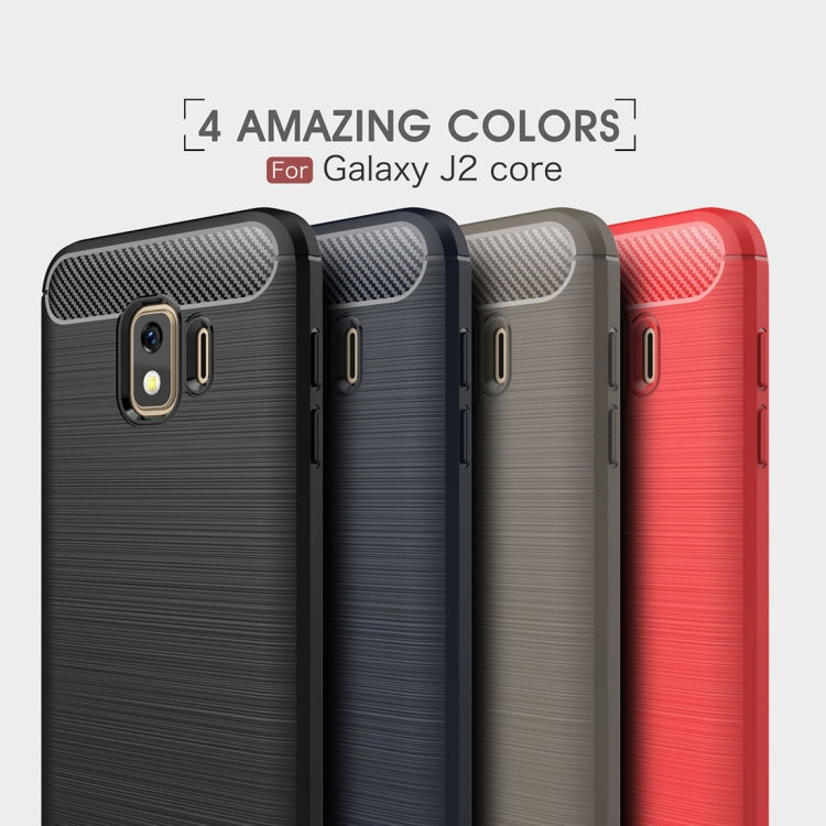 Brushed Texture Carbon Fiber Shockproof TPU Case for Galaxy J2 Core