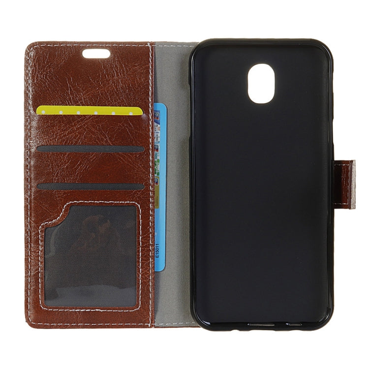 Retro Crazy Horse Texture Horizontal Flip Leather Case for Galaxy J3 (2018), with Holder & Card Slots & Photo Frame