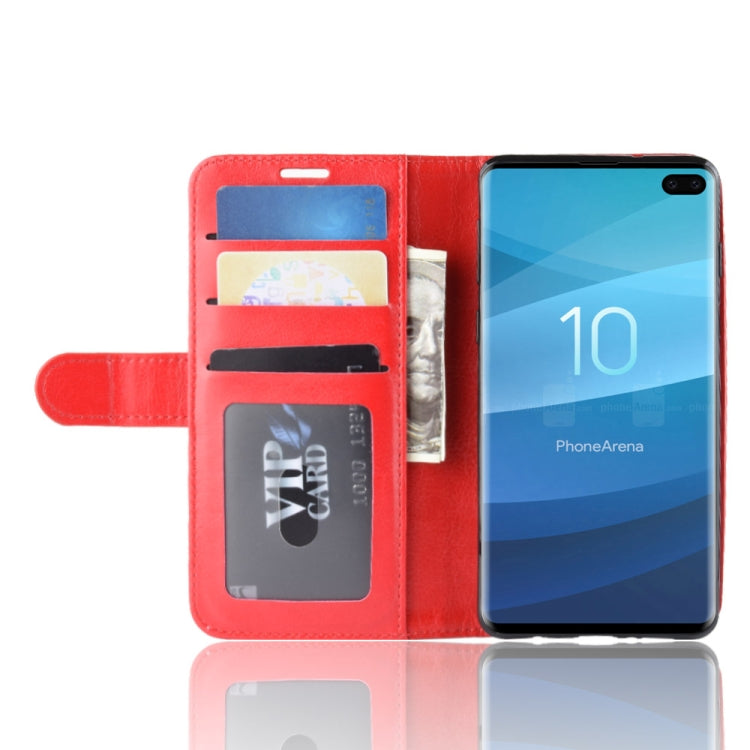 R64 Texture Single Fold Horizontal Flip Leather Case for Galaxy S10+, with Holder & Card Slots & Wallet