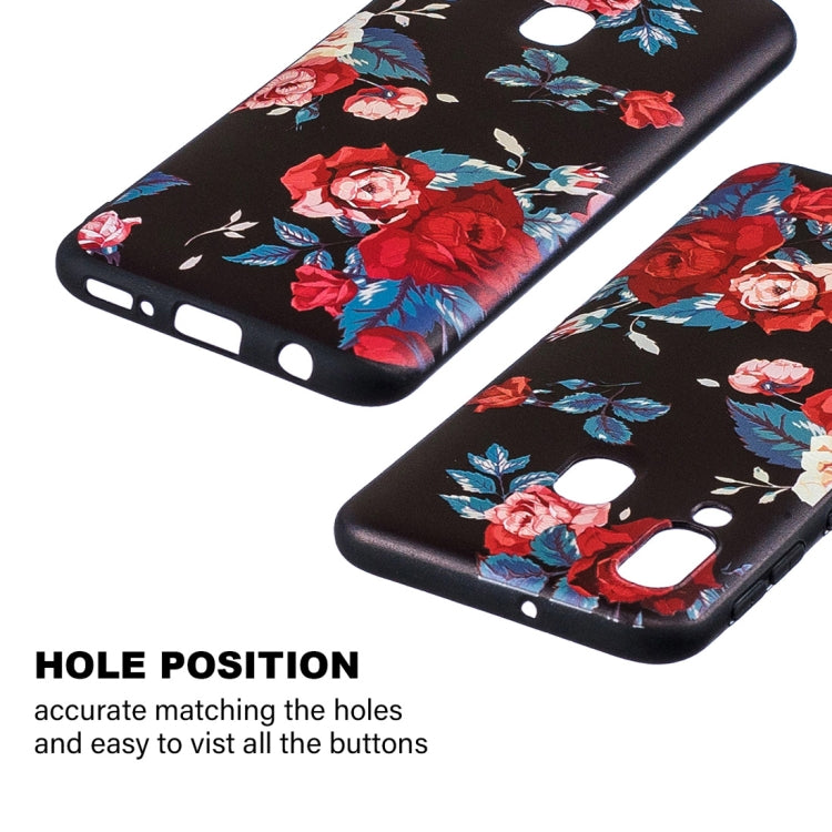 Embossed Painted Red Flower Pattern TPU Case for Galaxy A40