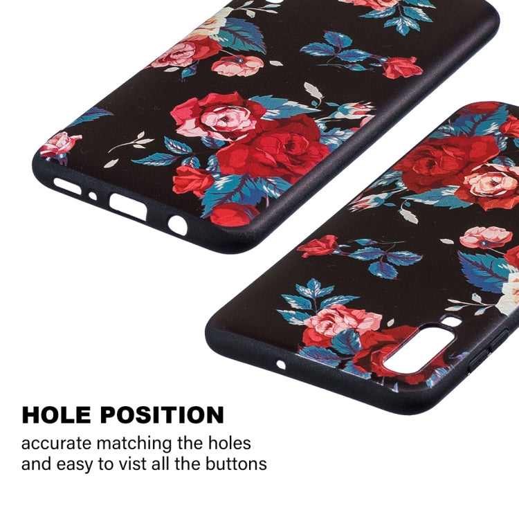 Embossed Painted Red Flower Pattern TPU Case for Galaxy A70
