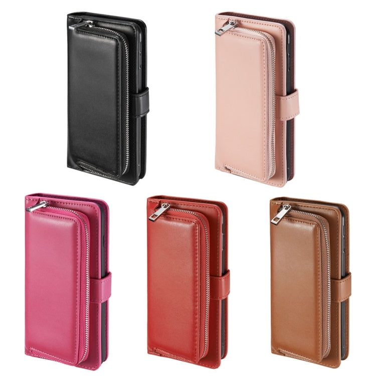 For Galaxy S8 + / G9550 Plain Weave Texture Zipper Horizontal Flip Leather Case with Detachable Back Protective Case & Card Slots & Wallet