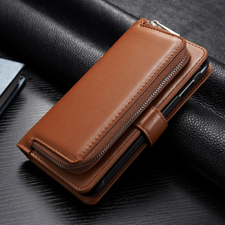 For Galaxy S8 Plain Weave Texture Zipper Horizontal Flip Leather Case with Detachable Back Protective Case & Card Slots & Wallet