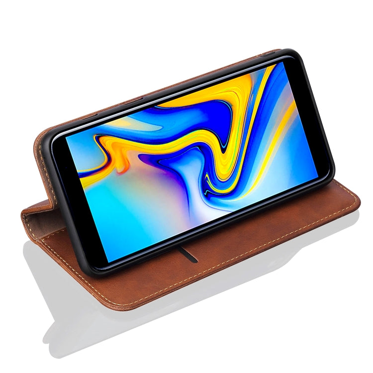 Casual Style Retro Crazy Horse Texture Horizontal Flip Leather Case for Galaxy  J6+ / J6 Prime, with Card Slots & Holder & Wallet