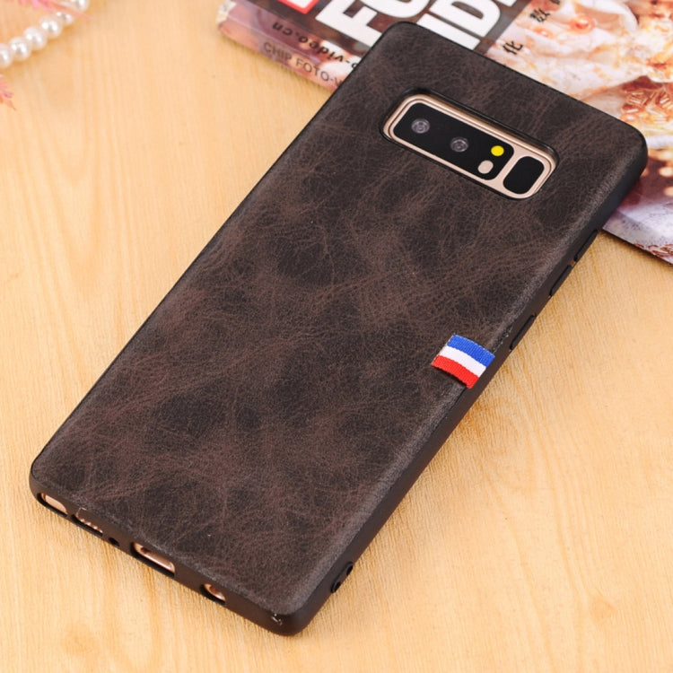 For Galaxy Note 8 PU Leather Crazy Horse Texture Flag Detail Protective Back Case