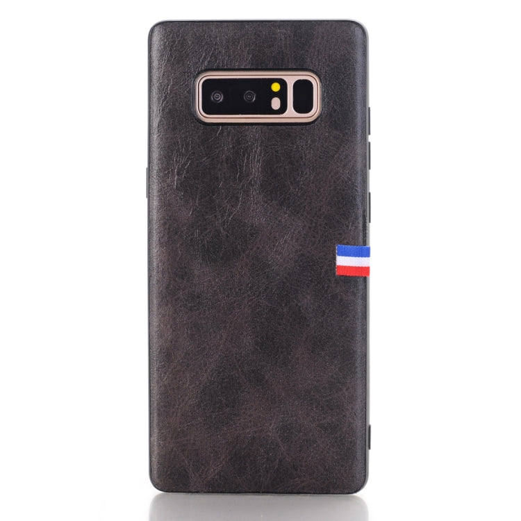 For Galaxy Note 8 PU Leather Crazy Horse Texture Flag Detail Protective Back Case