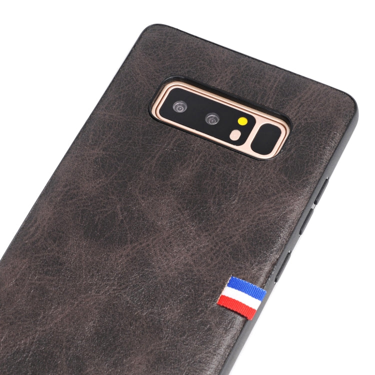For Galaxy Note 8 PU Leather Crazy Horse Texture Flag Detail Protective Back Case