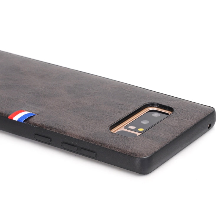For Galaxy Note 8 PU Leather Crazy Horse Texture Flag Detail Protective Back Case