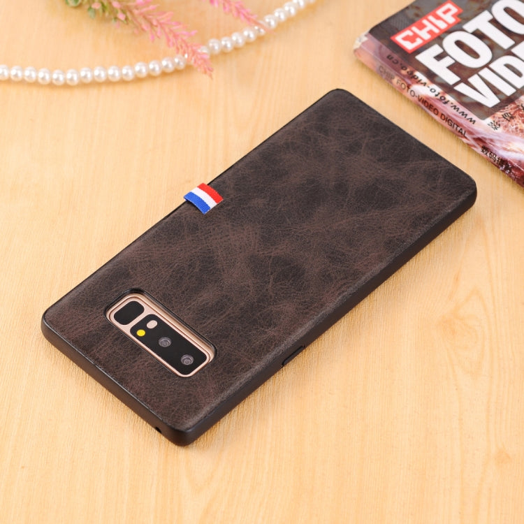 For Galaxy Note 8 PU Leather Crazy Horse Texture Flag Detail Protective Back Case
